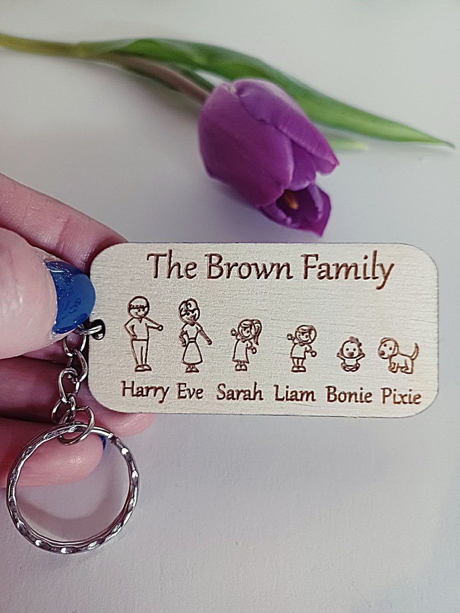 Personalised Family Keychain, Custom Family Keyring, Family Portrait,  Family Tag