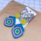 Crochet Earrings - Peacock Granny