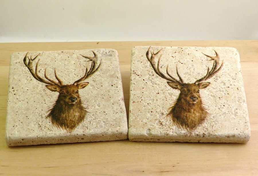 Marble 'Stags' Coasters