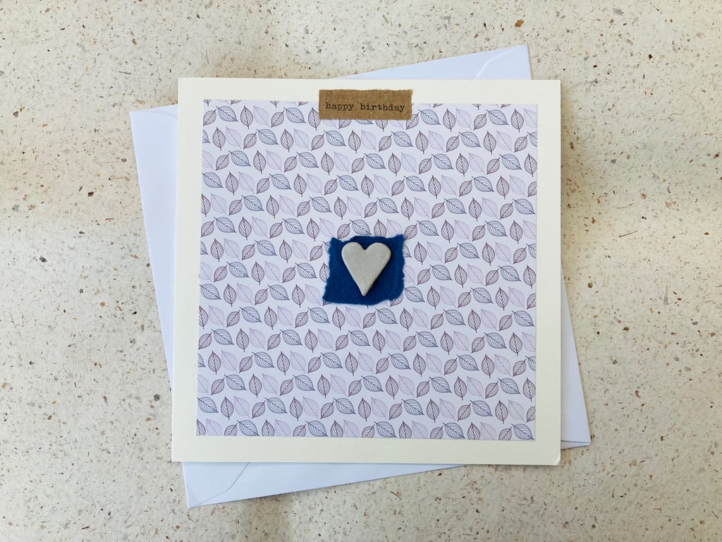 Happy birthday Handmade ceramic Gift card, greetings card, love heart card