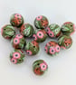 Polymer Clay Fox, Flower and Leaf Design Beads - Image 1