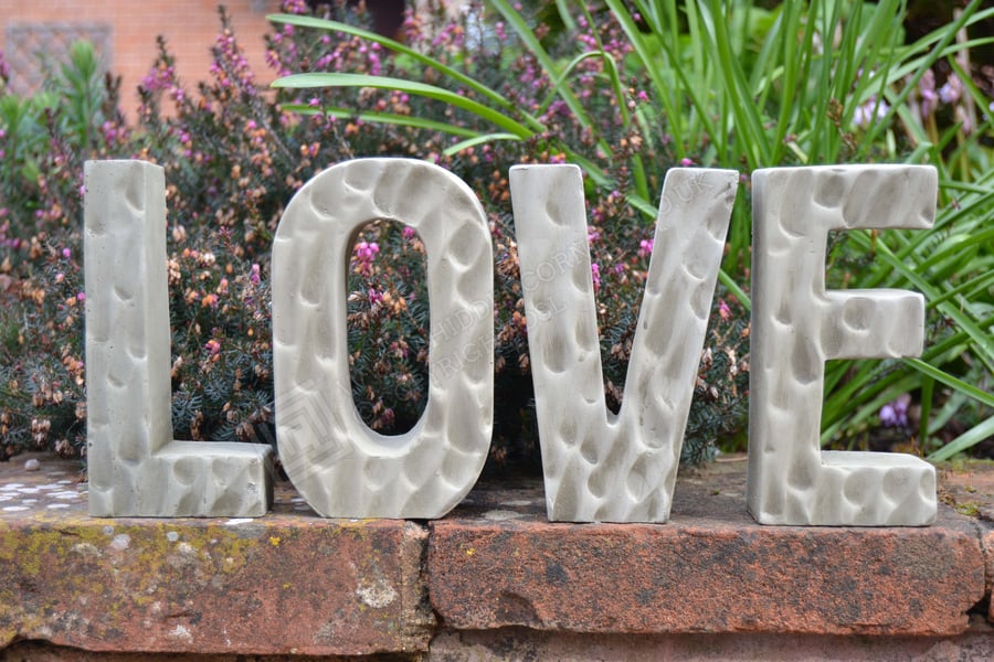 LOVE in Stone Letters Garden Ornament