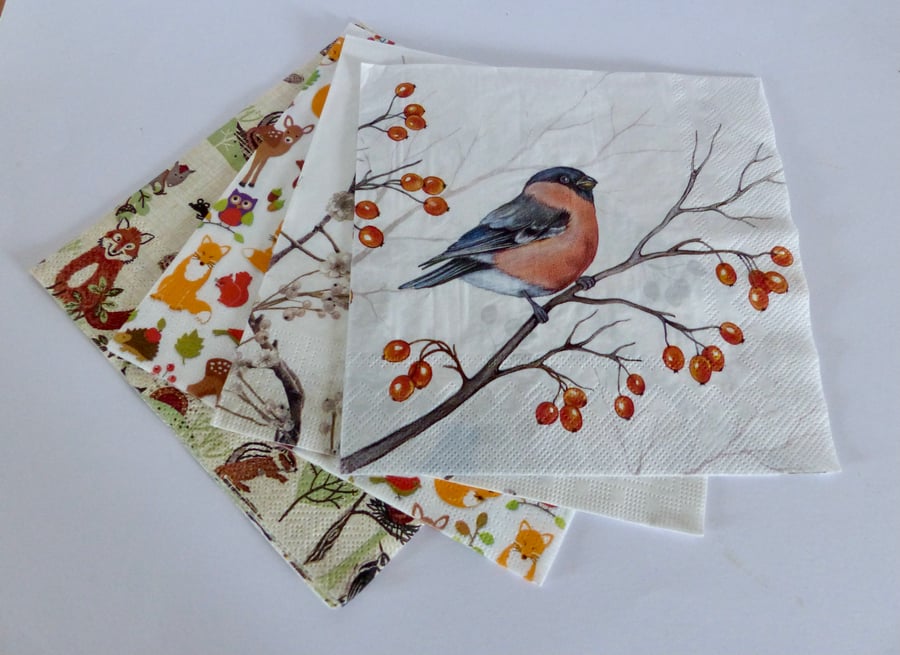 Four Mixed Paper Napkins