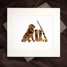 Gun Dog, Wellies & Shotgun Feather Artwork – Handmade Countryside Wall Art