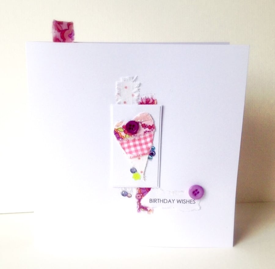 Birthday Card,Collage Heart Design,Handmade Greeting Card,Can Be Personalised