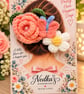 Handmade Floral Hair Clip – Crochet Peach Rose & Daisy