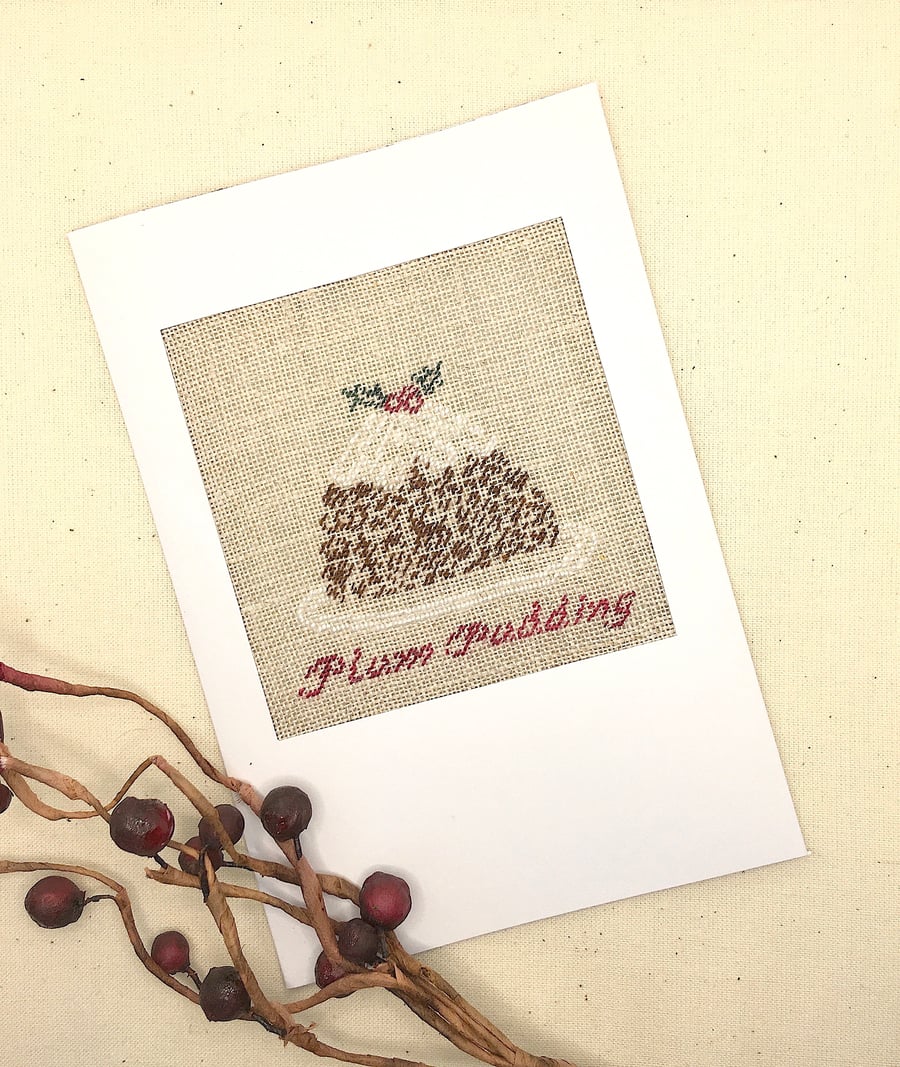 A Christmas Pudding Petit Point Card