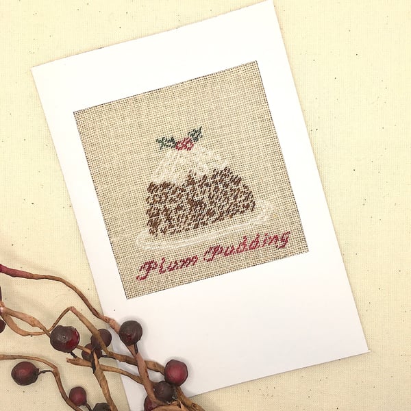A Christmas Pudding Petit Point Card