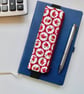 Pencil case for cover of book diary journal elasticated red floral