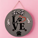 Cat LOVE Hanging Sign - Handmade Wooden Wall Plaque for Cat Lovers