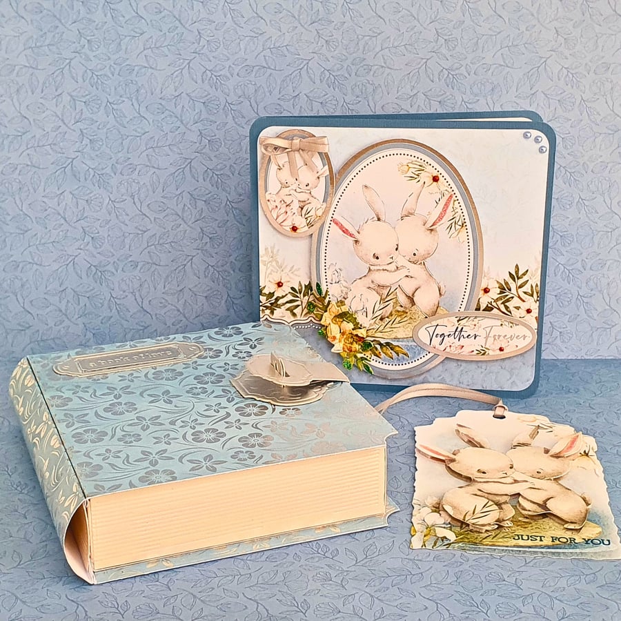 Card, Gift Box & Gift Tag Set, "Together Forever", Valentine's Day, Anniversary