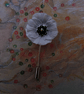 WHITE PEACE POPPY PIN Floral Wedding Remembrance Lapel Flower HAND PAINTED - Image 2
