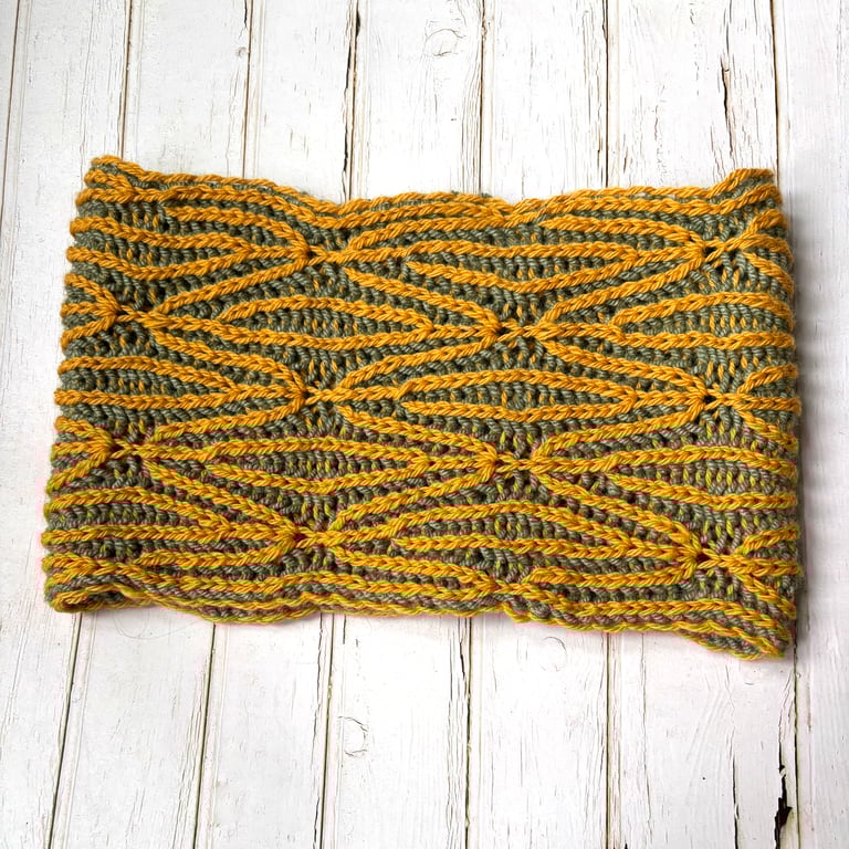 Mustard & Green Hand knitted Snood Cowl