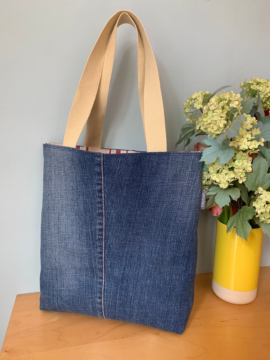 Upcycled Denim, Reversible Tote Bag