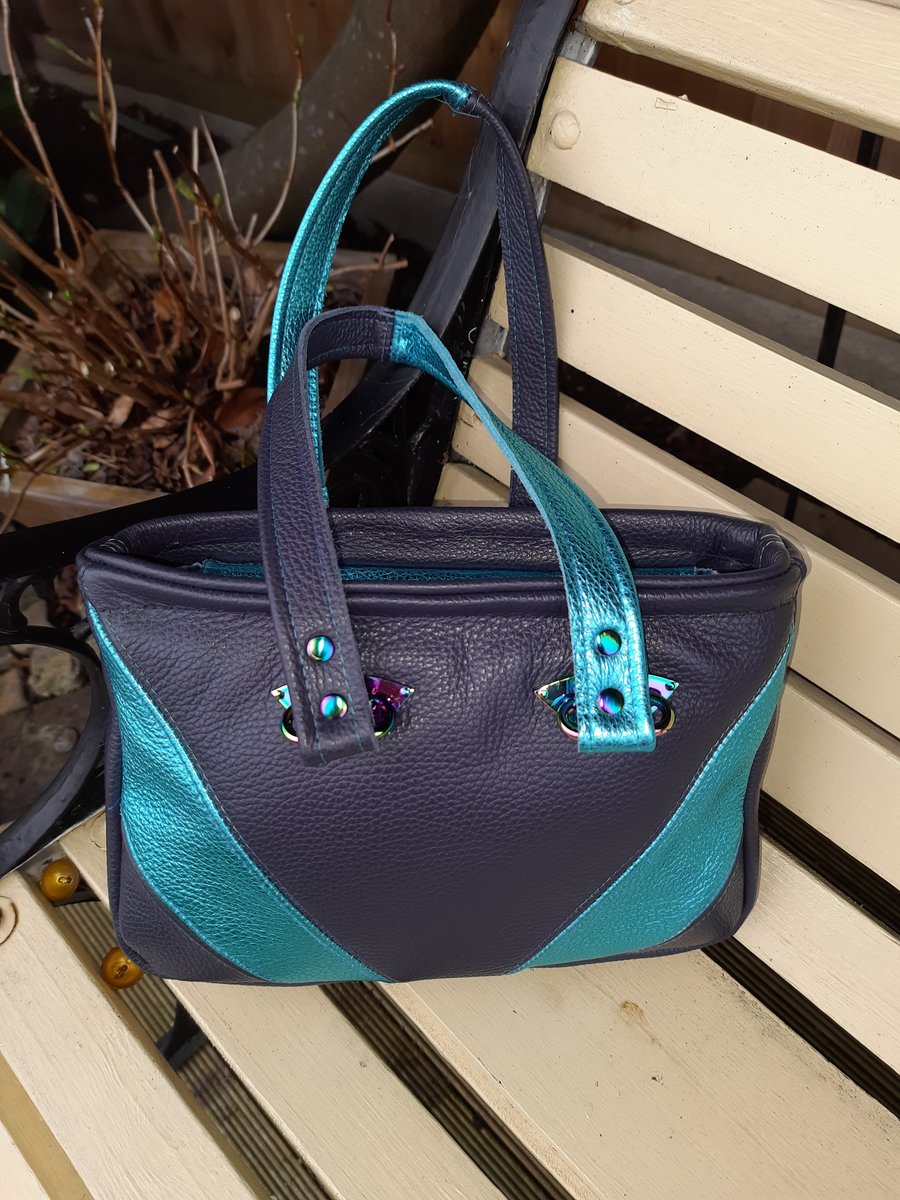 Perfectly Imperfect Moroccan Blue Real Leather Handbag