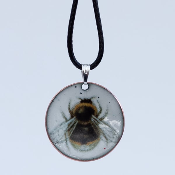 Bumble bee enamel pendant