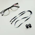 Cotton Cord Cloudy Grey, Black & White Eyeglasses Chain and Earplugs Strap