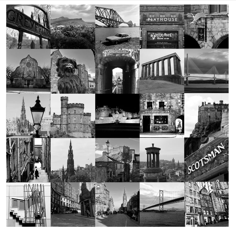 ‘Edinburgh Iconic’ signed square mounted print 30 x 30cm FREE DELIVERY