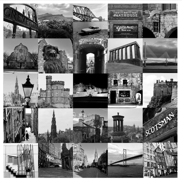 ‘Edinburgh Iconic’ signed square mounted print 30 x 30cm FREE DELIVERY