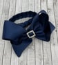 Navy Pleated Tail Bun Wrap - Image 2