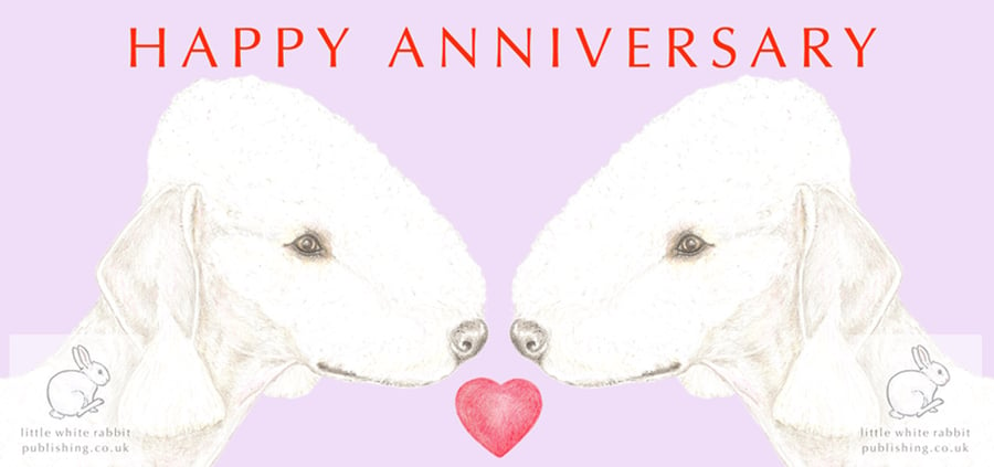 Bedlington Nose to Nose -  Anniversary Card