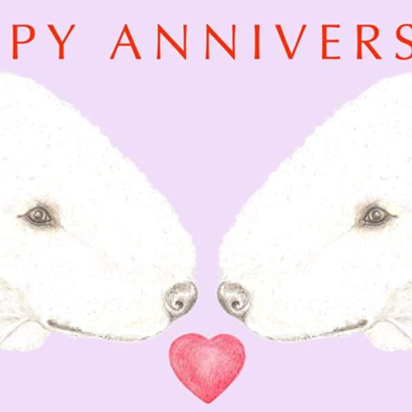 Bedlington Nose to Nose -  Anniversary Card