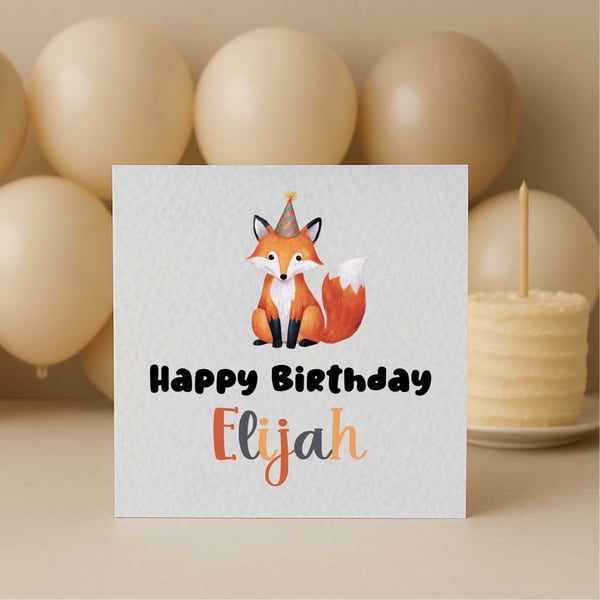 Whimsical Birthday Fox Greeting Card