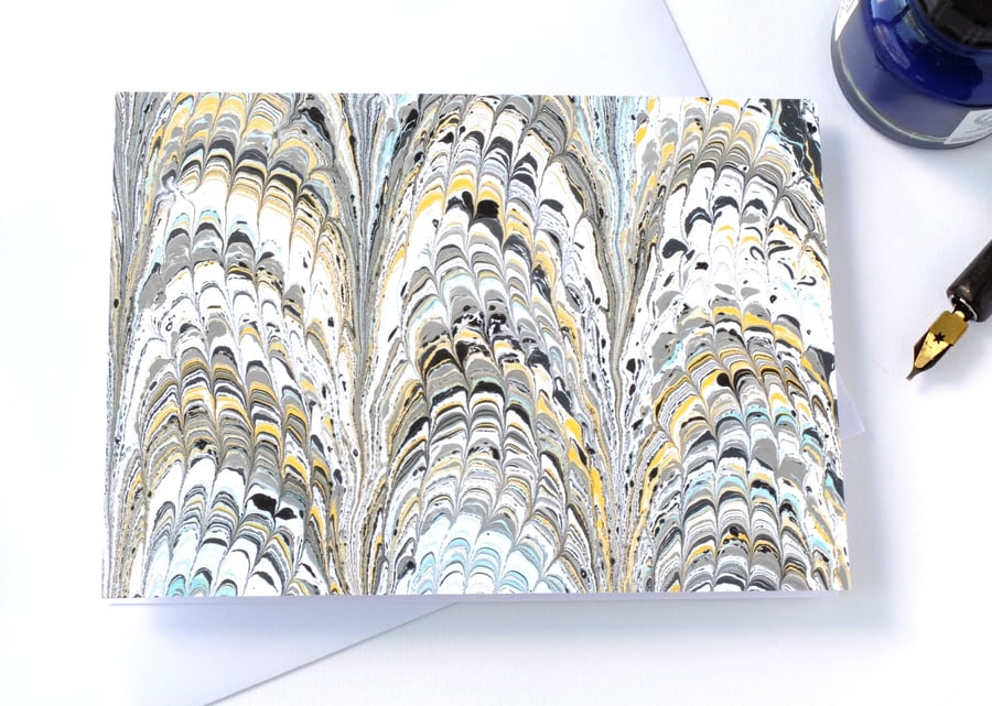 Unusual marbled paper art greetings card pattern non-pareil pattern