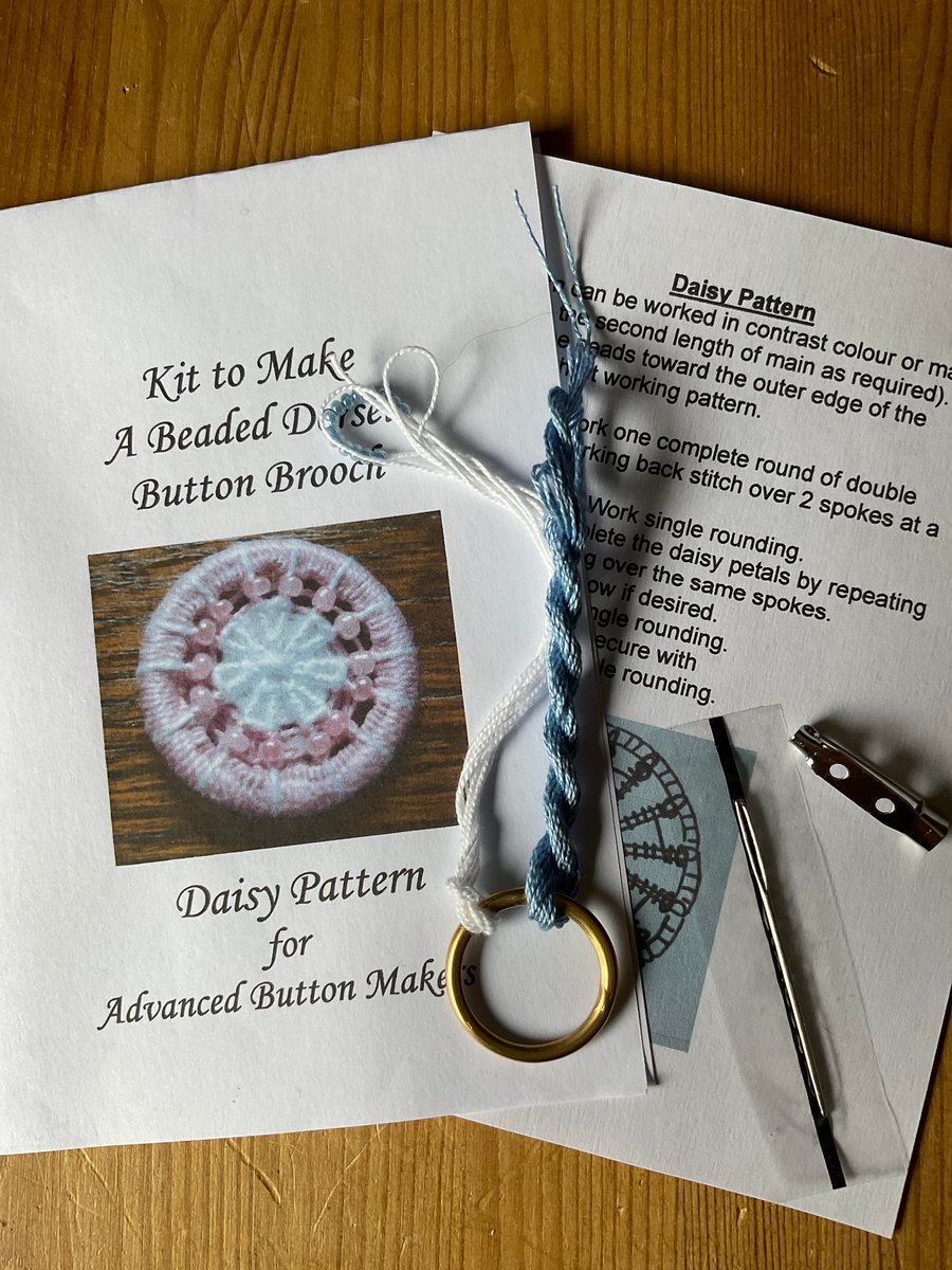 Kit for a Beaded Dorset Button Brooch, Daisy Design BD10