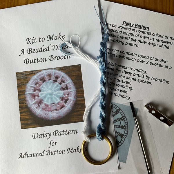 Kit for a Beaded Dorset Button Brooch, Daisy Design BD10