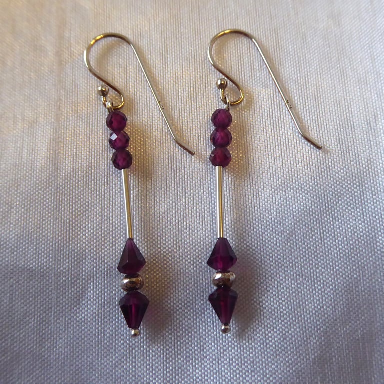 Rhodolite Garnet & Sterling Silver Earrings - Capricorn & January Birthstone