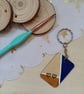 Wooden rectangular simple heart keyring  - Image 1