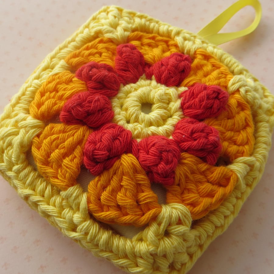 Crochet Lavender Scented Bag - Red, Orange & Yellow