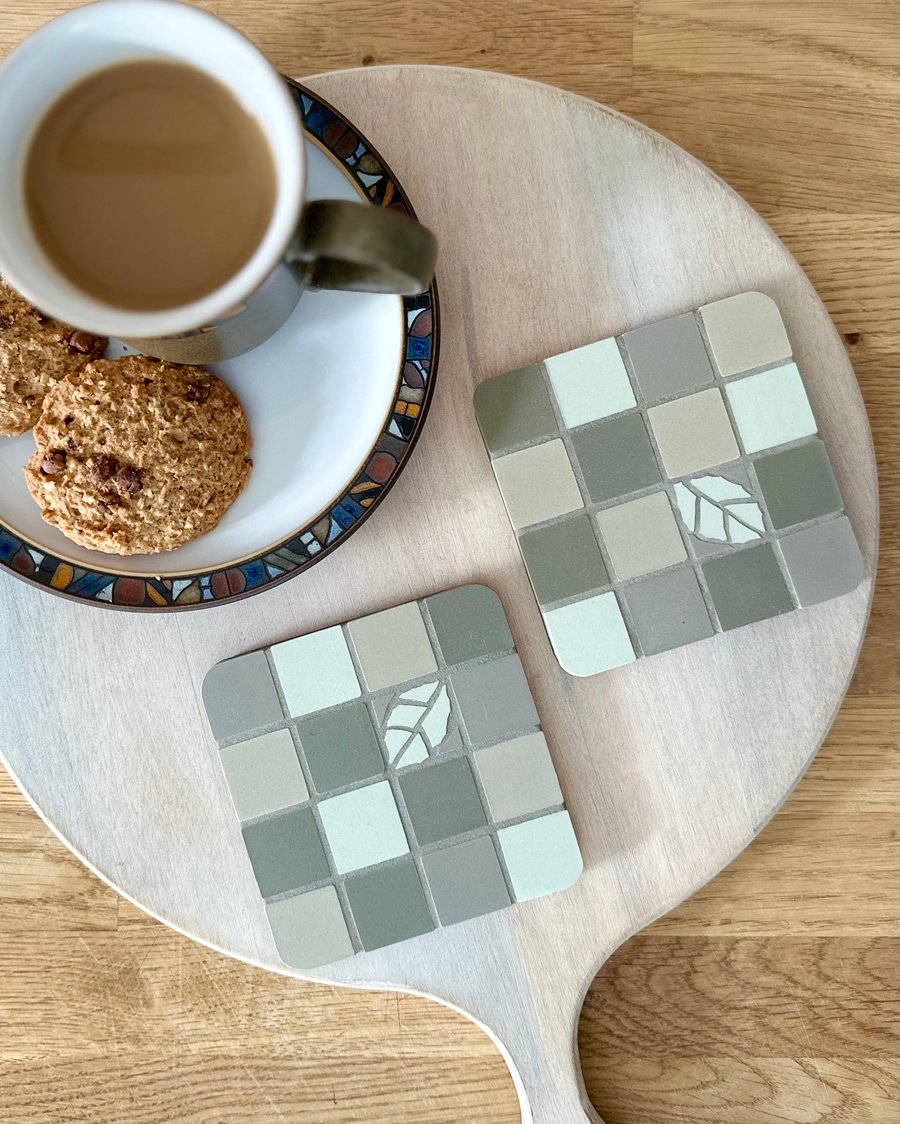 Coaster Set - Two Mosaic Chequerboard Coasters