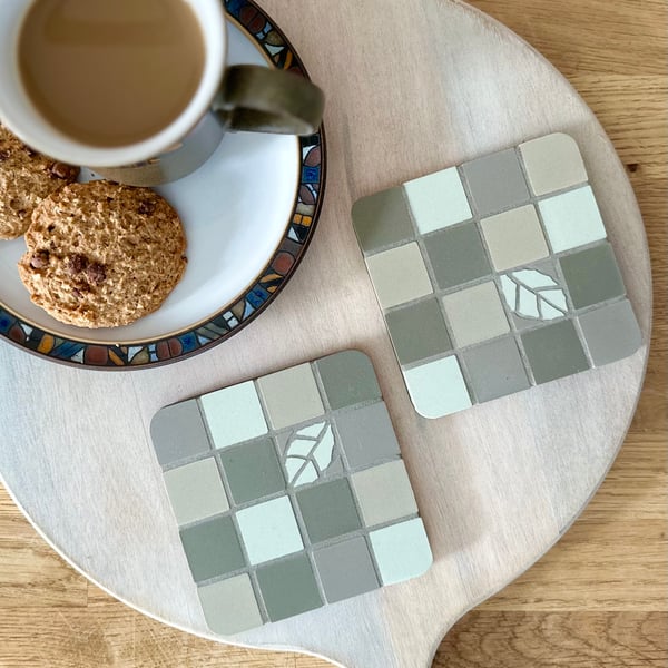 Coaster Set - Two Mosaic Chequerboard Coasters