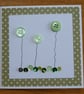 Pack of 3 Mini Blank Cards - Green Button Flowers and Sequins - Image 4