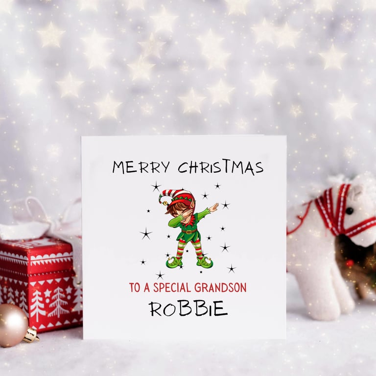 Personalised Dabbing Cute Elf Christmas Card