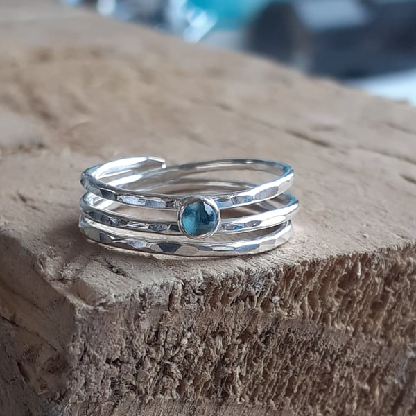 Sterling Silver Topaz Wrap Ring, Handmade Urban