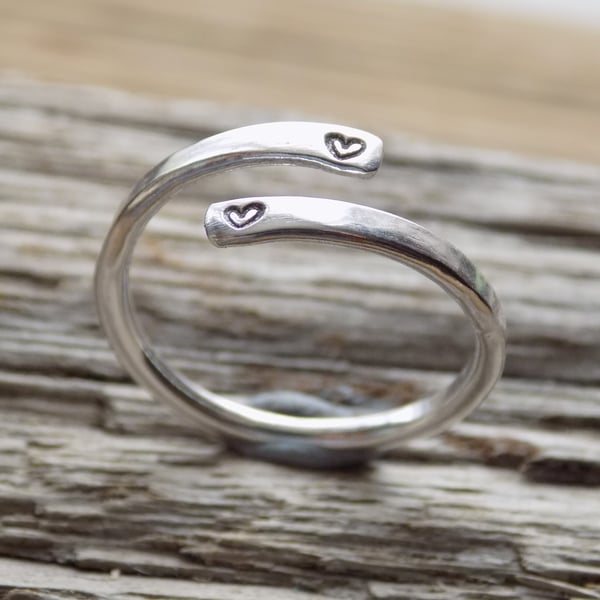 Sterling silver sweetheart wrap around ring 