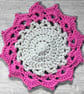 Handmade Crochet Flower Coasters Set of 6 with Basket - Image 3