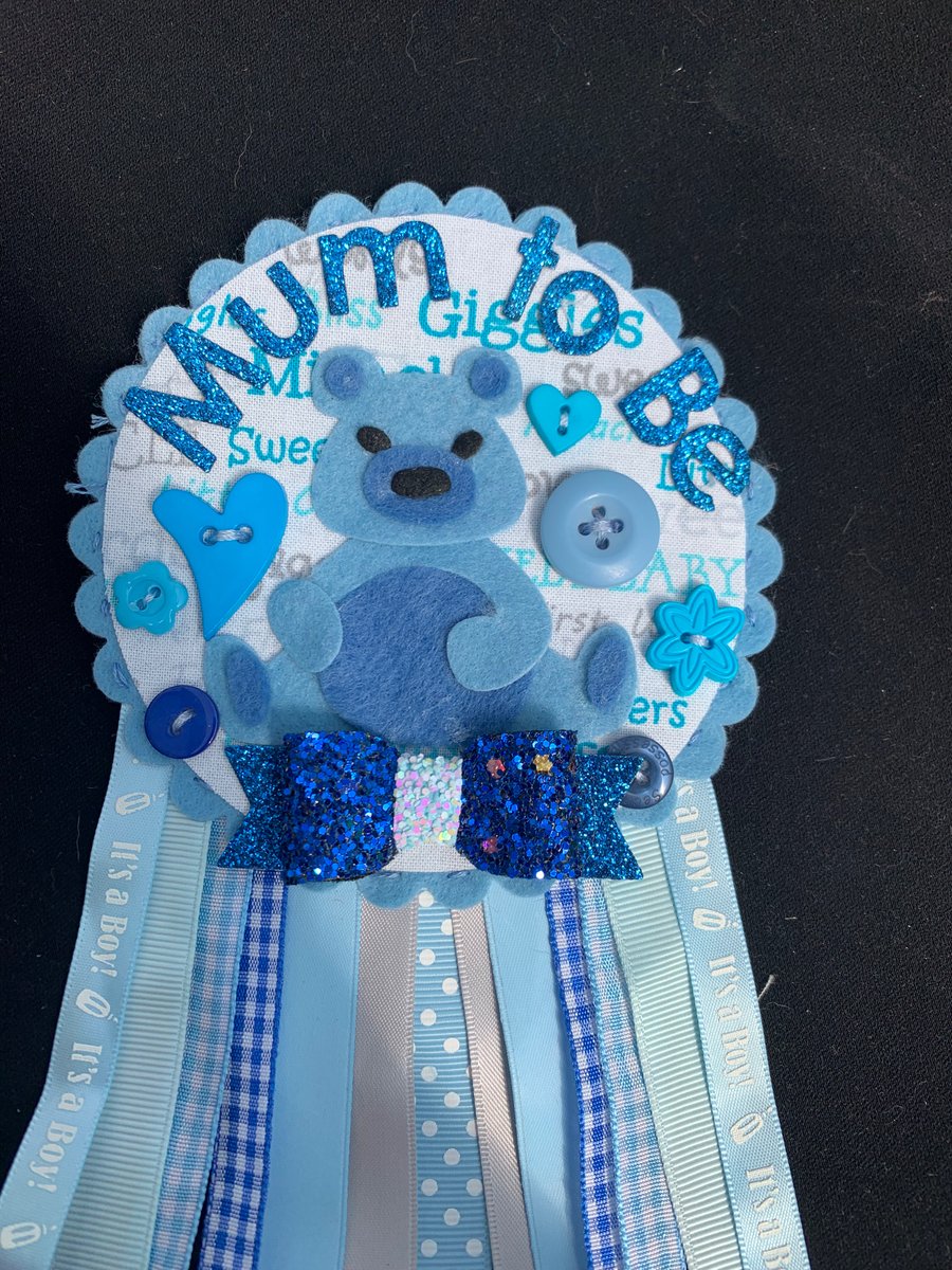 Birthday badge - Mummy to be- Rosette - Teddy