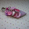 SHADES OF PINK AND SILVER, BUTTON HANDBAG CHARM.