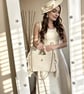 MS Boho Chic Cream Crochet Tote Bag with Tassels and Gold Chain