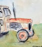 Original ACEO Miniature Watercolour Painting  of Classic Rusting Tractor  - Image 4