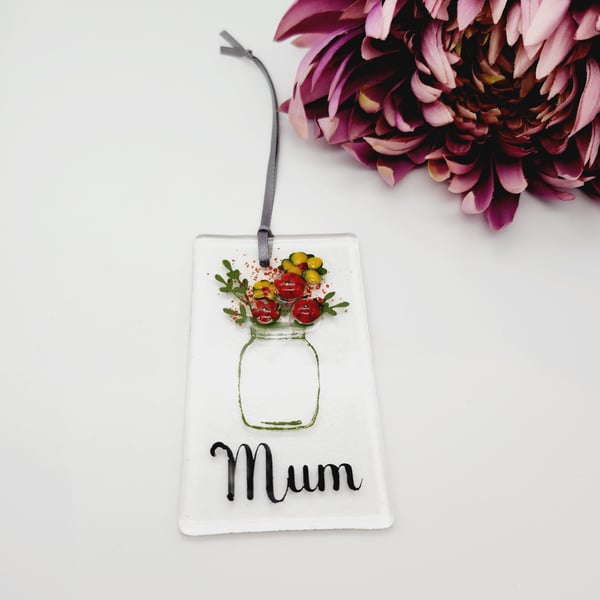 Fused Glass Floral Suncatcher for Mother's Day
