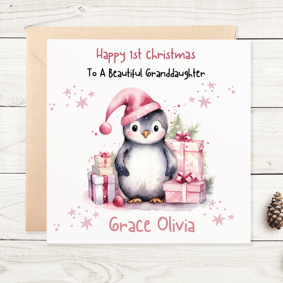 Personalised 1st Christmas Card Granddaughter, Great Granddaugher, Daughter 