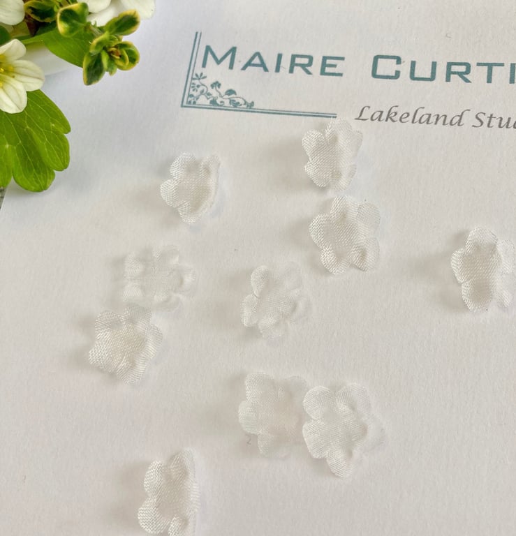 Ivory Silk Organza Forget me not flowers