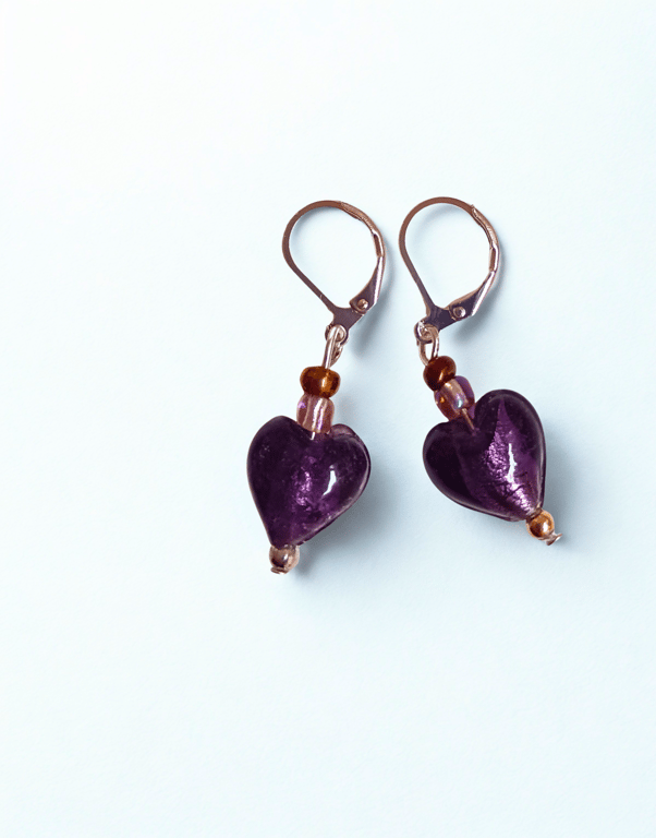 Purple Heart Earrings