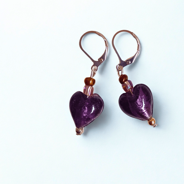 Purple Heart Earrings