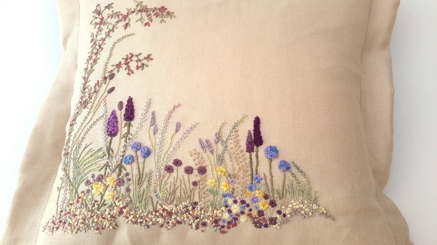 Commission Embroidery, Hand Embroidered Cushion, Reserved for Evie